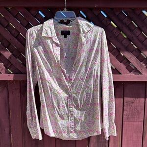 Liberty of London J. Crew Flowers Floral print button front top shirt  sz 2